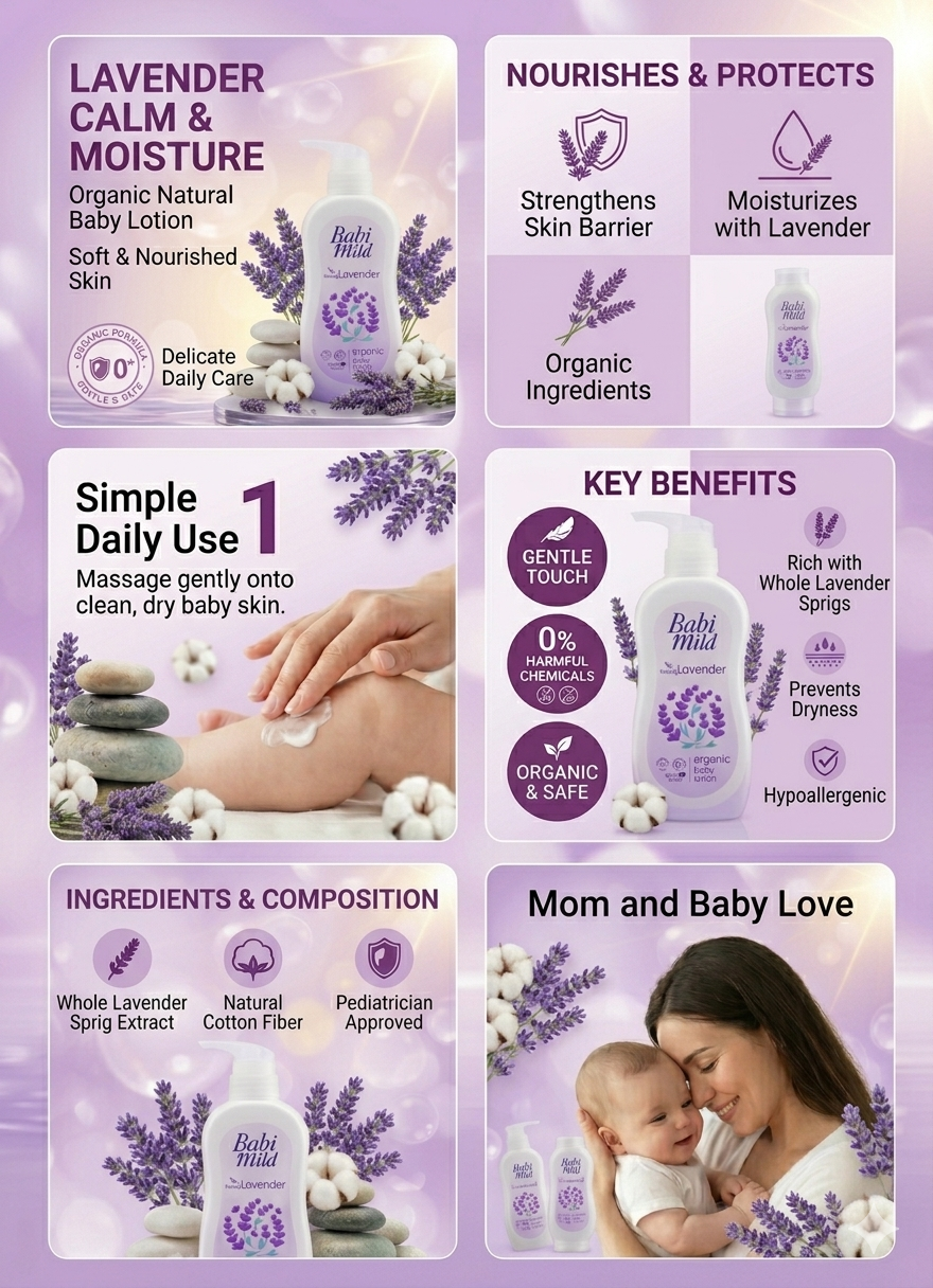 Babi Mild - Organic Baby Lotion - Relaxing Lavender