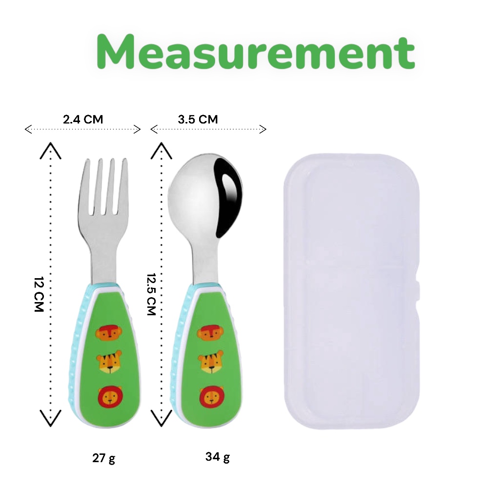 Doodle Kiddo Kids Cutlery Set With Case - Animal - 2pcs