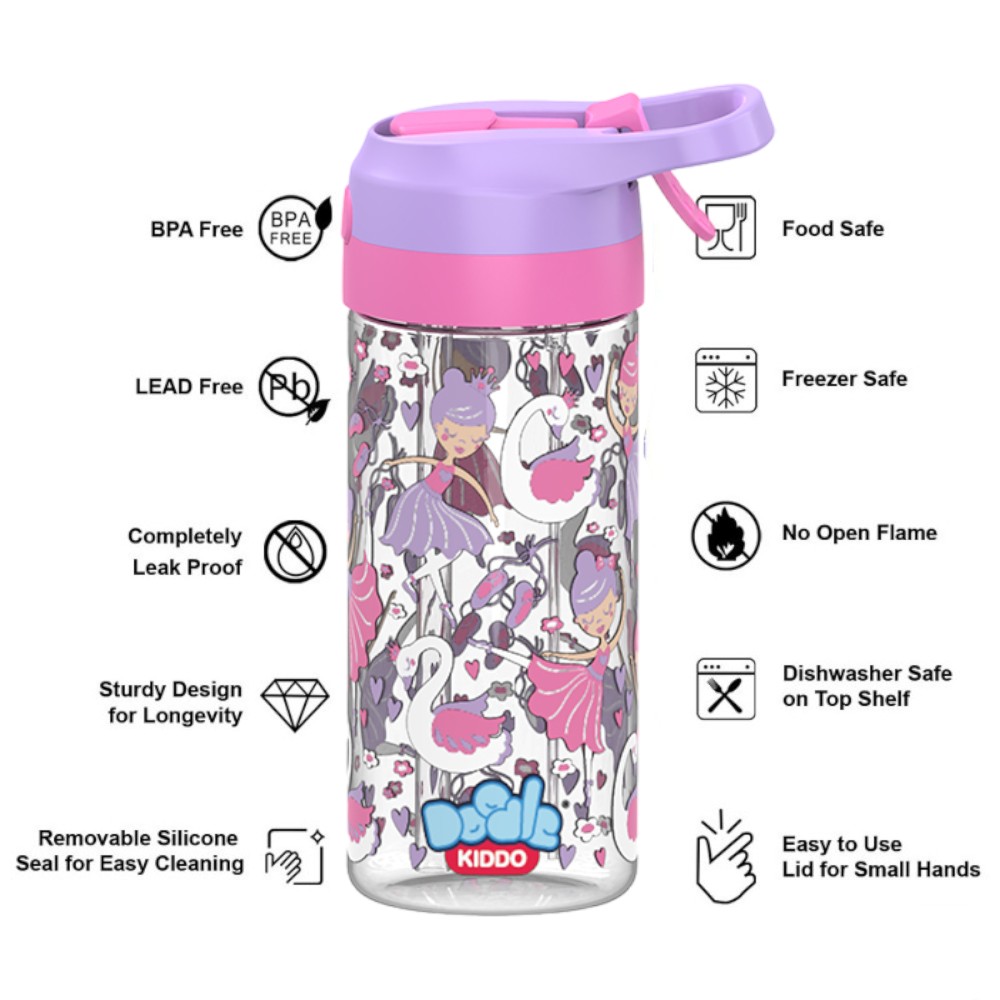 Doodle Kiddo - Ballerina Themed Water Bottle With Spray - 420ml