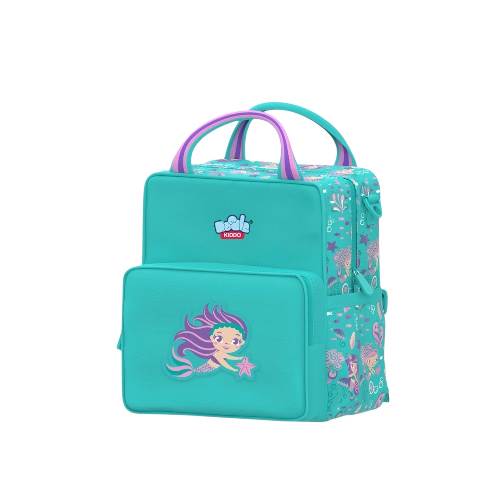 Doodle Kiddo - 2-In-1 Mermaid Backpack Lunch Bag - Aqua