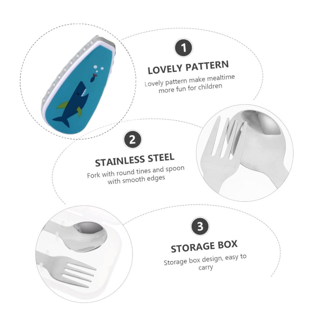 Doodle Kiddo Kids Cutlery Set With Case - Whale - 2pcs