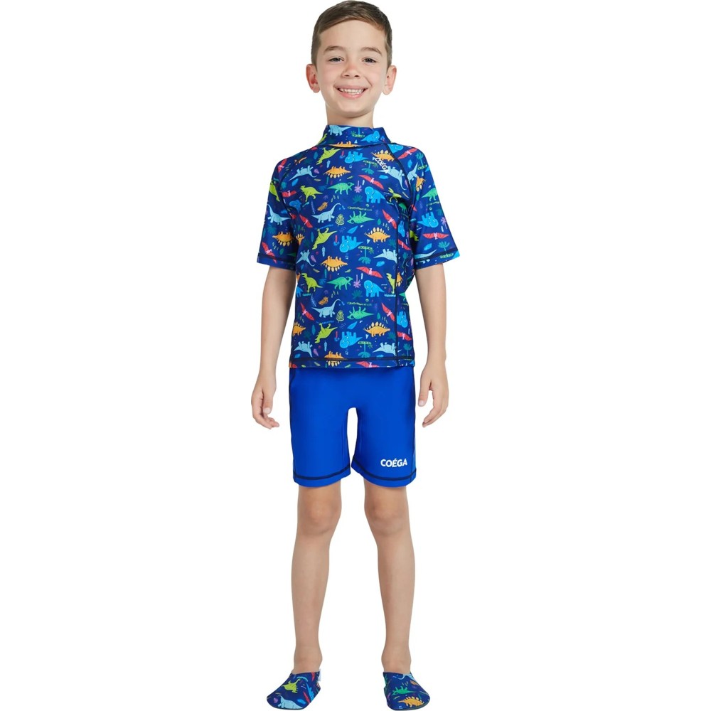 Coega Sunwear Boy's Swimsuit - Blue Playing Dinos - 2 Pcs