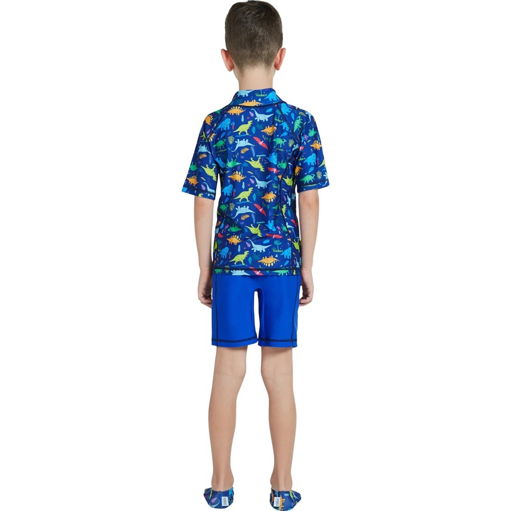 Coega Sunwear Boy's Swimsuit - Blue Playing Dinos - 2 Pcs