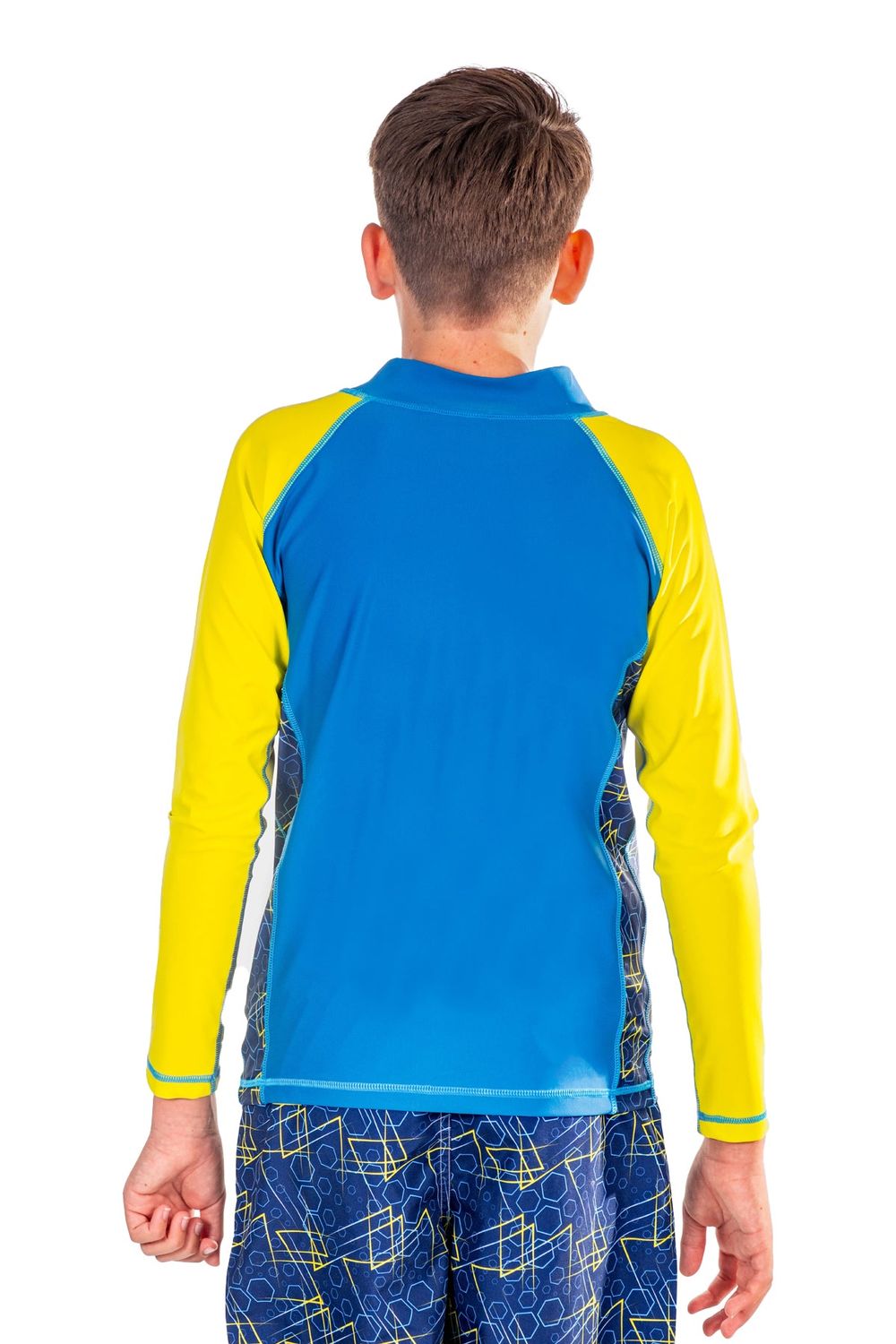Coega Sunwear Boy's Long Sleeve Rashguard - Navy Geometric