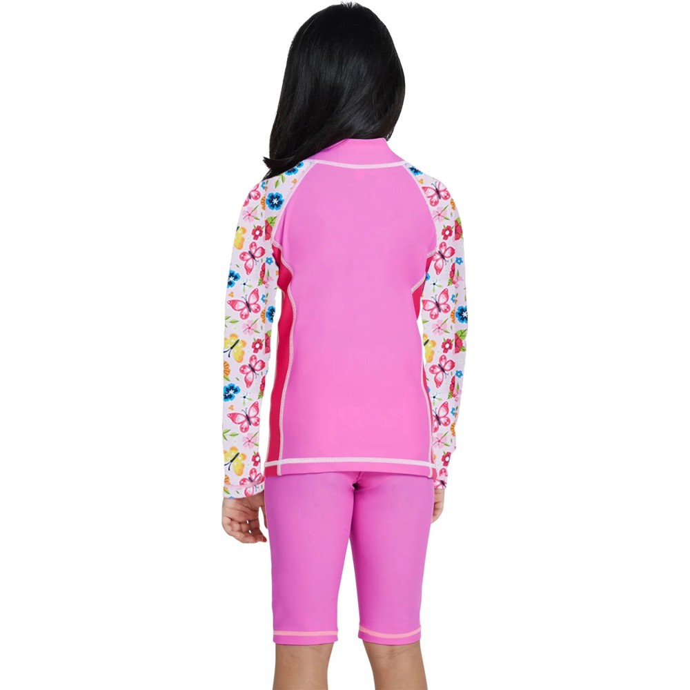 Coega Sunwear - Girl's Long Sleeves Rashguard - Pink Rosey Flowers