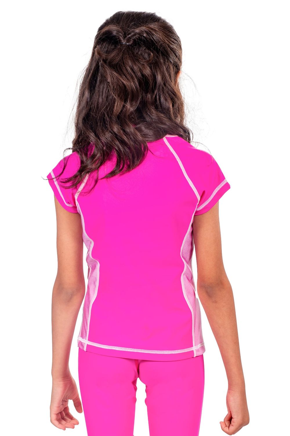 Coega Sunwear Girl's Cap Sleeves Rash Guard Pink Groovy - Orange