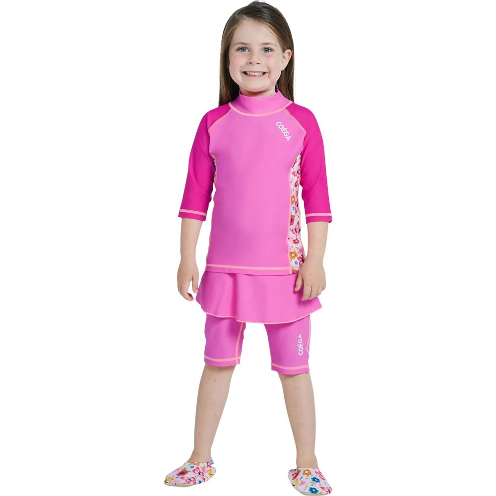 Coega Sunwear Girl's Swimsuit - Pink Rosey Flowers - 2 Pcs