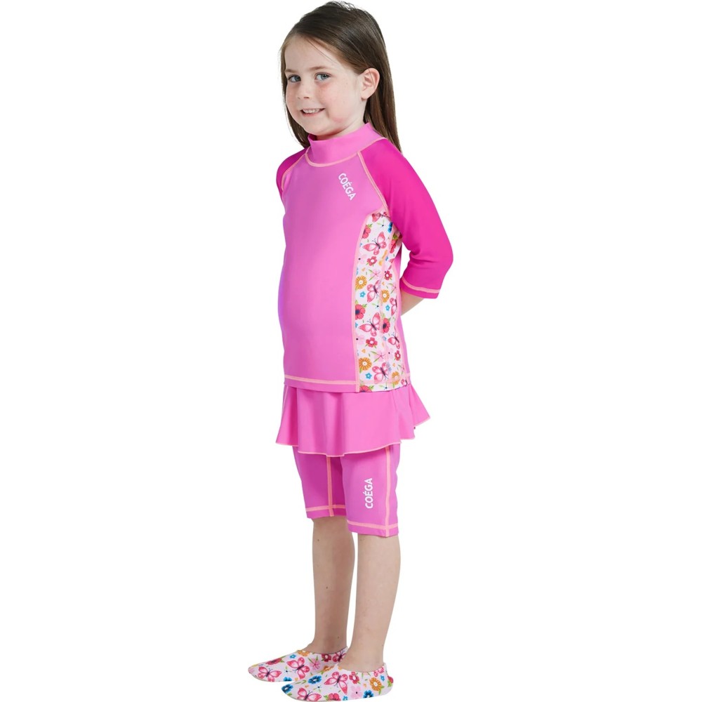 Coega Sunwear Girl's Swimsuit - Pink Rosey Flowers - 2 Pcs