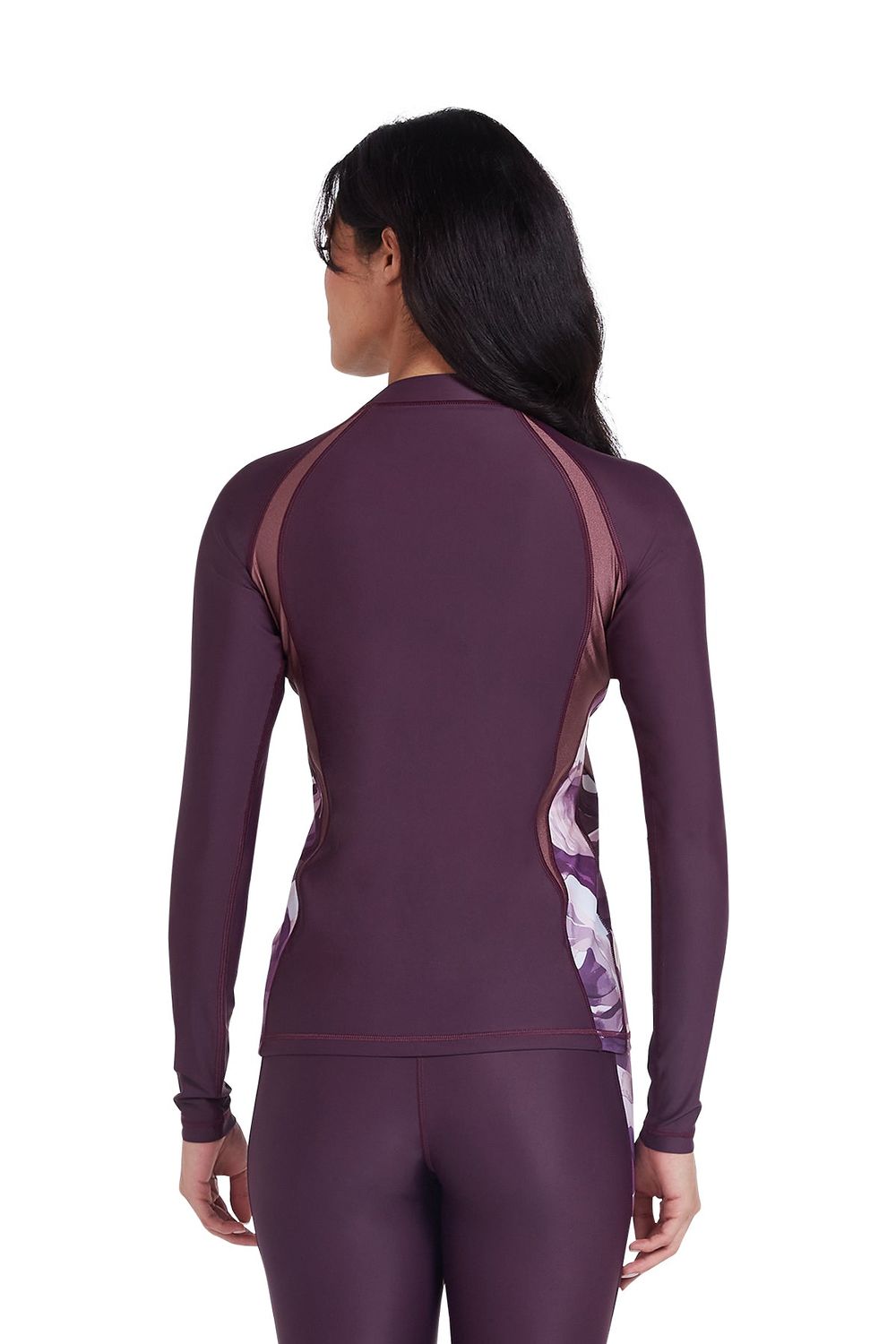 Coega Sunwear - Women's Long Sleeves Rashguard Swimwear - Dusky Purple Textures