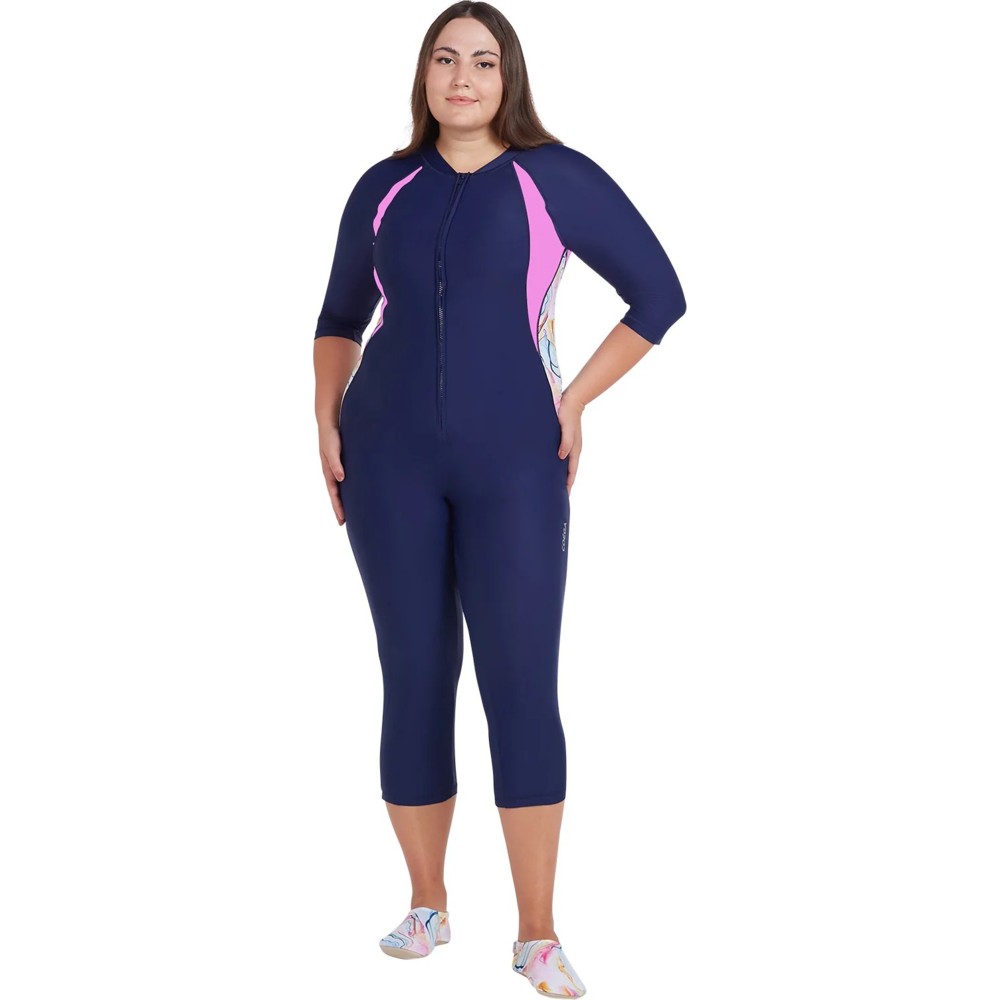 Coega Sunwear - Women's 3/4th Slim-Kini - Blue Pink Marble