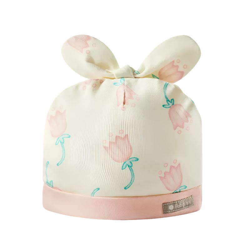 Babycare - Floral Print Newborn Baby Soft Cap - 36 cm