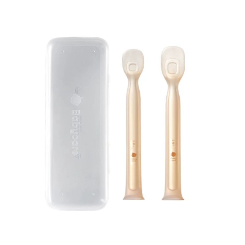 Babycare - Silicone Baby Spoon With Box Set - Yellow - 2 Pcs
