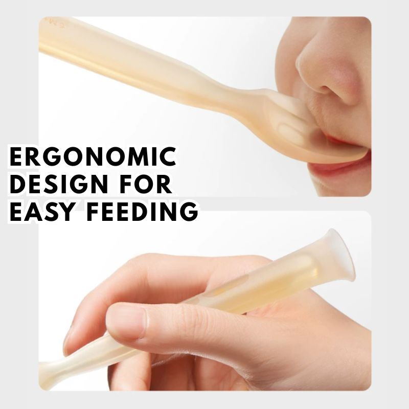 Babycare - Silicone Baby Spoon With Box Set - Yellow - 2 Pcs