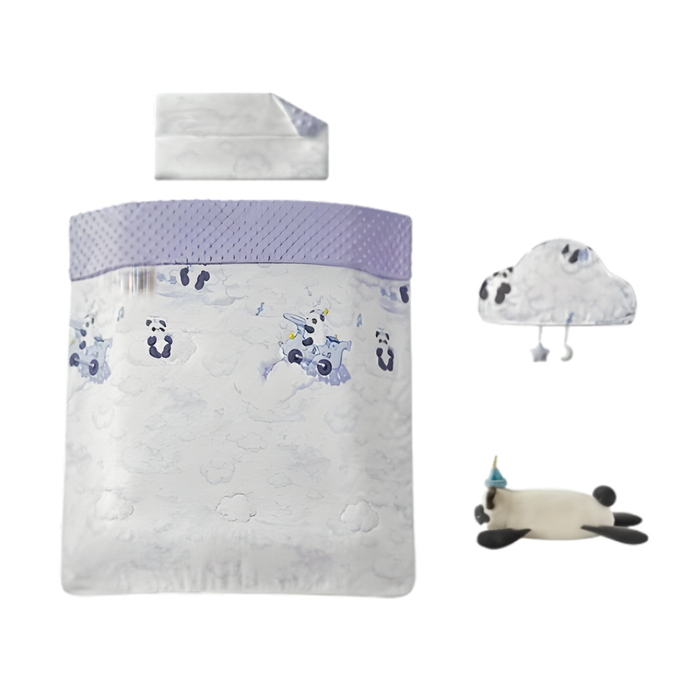 Babycare - Baby Pillow, Blanket, Comforter & Plush Toy Set - Panda - 4 Pcs