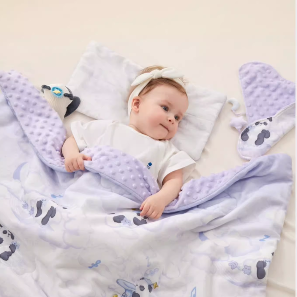 Babycare - Baby Pillow, Blanket, Comforter & Plush Toy Set - Panda - 4 Pcs