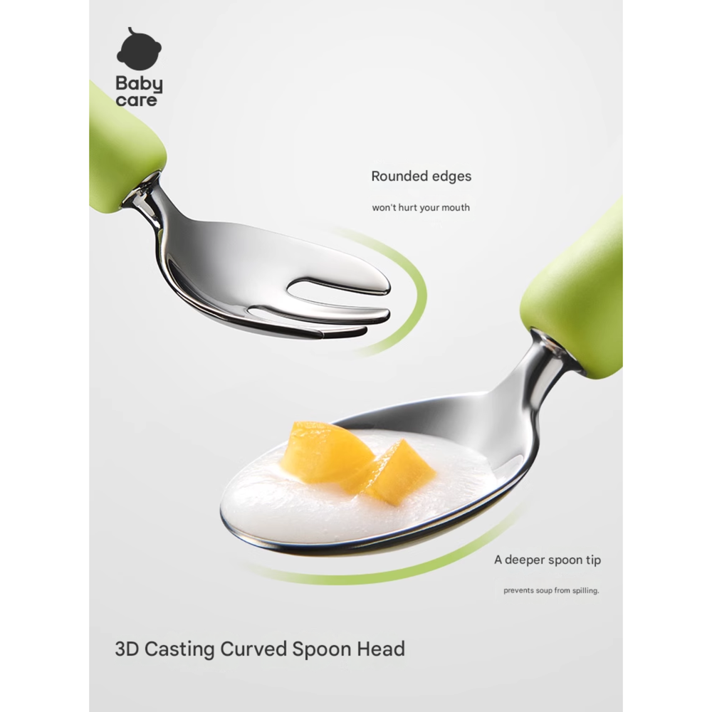 Babycare Baby Self Feeding Training Spoon And Fork Set