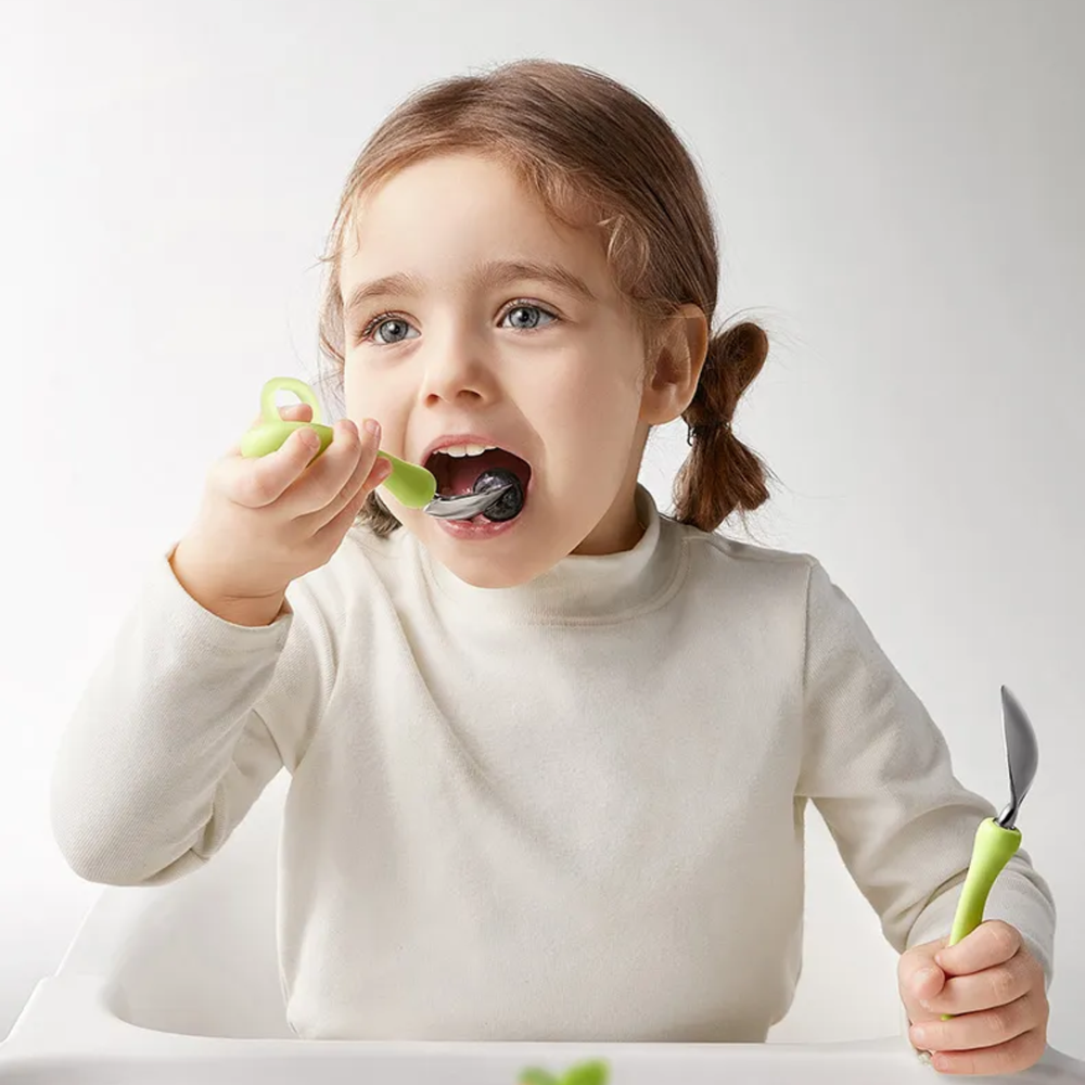 Babycare Baby Self Feeding Training Spoon And Fork Set