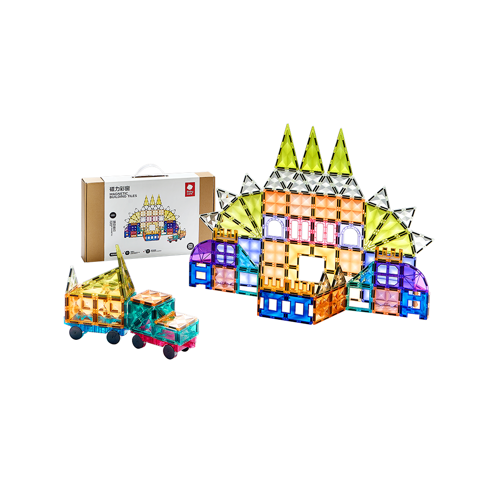 Babycare - Magnetic Blocks Set With Colored Windows - 100 Pcs