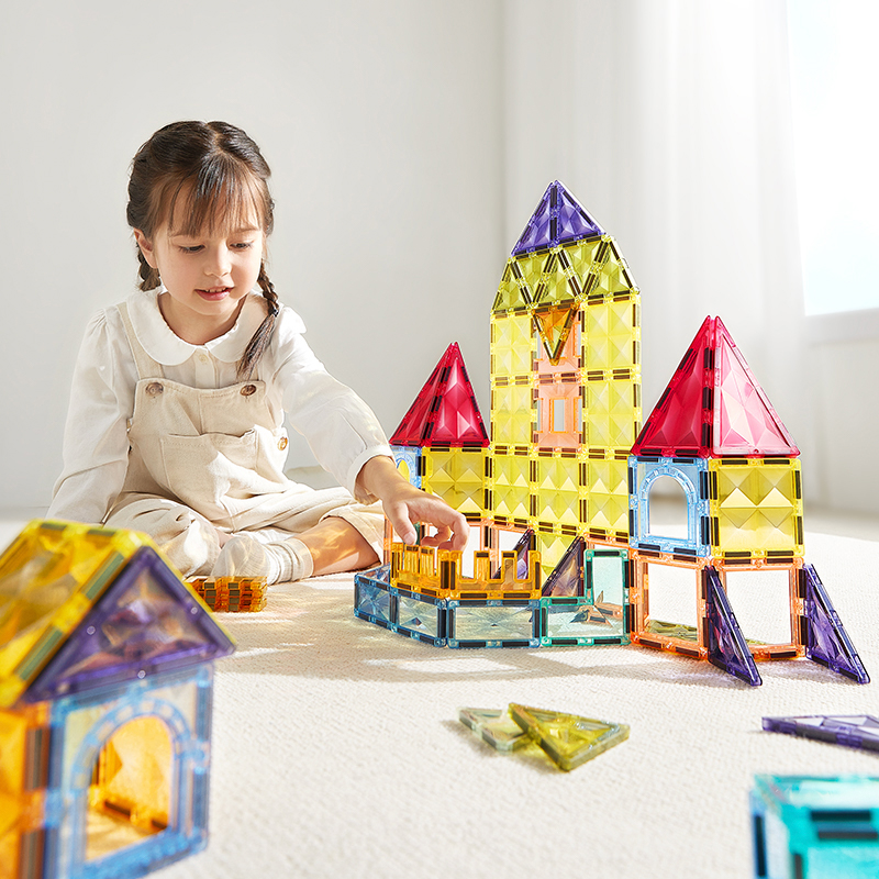 Babycare - Magnetic Blocks Set With Colored Windows - 100 Pcs