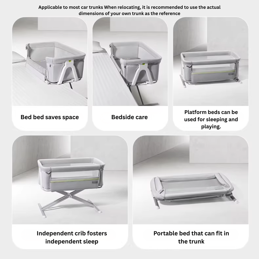 Babycare Portable Multi Functional Baby Crib Grey