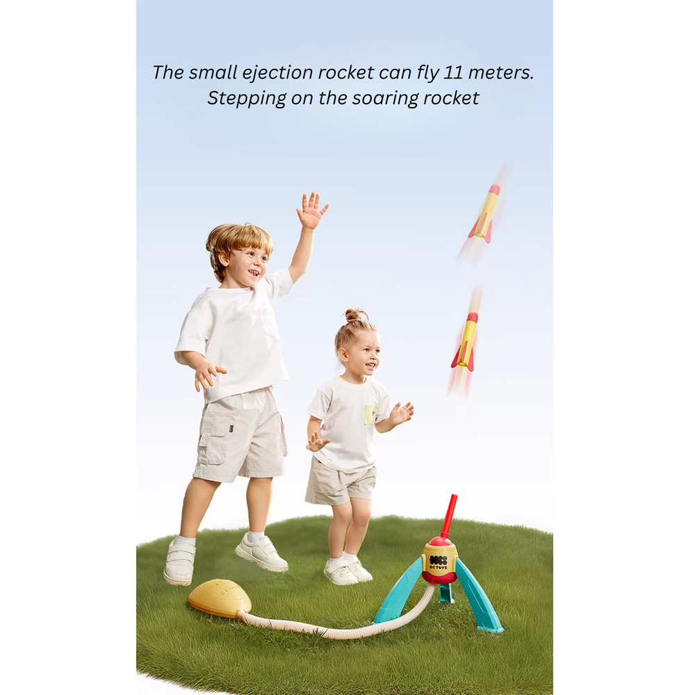 Babycare Foot-Operated Mini Rocket Launcher Toy Set - Multicolor
