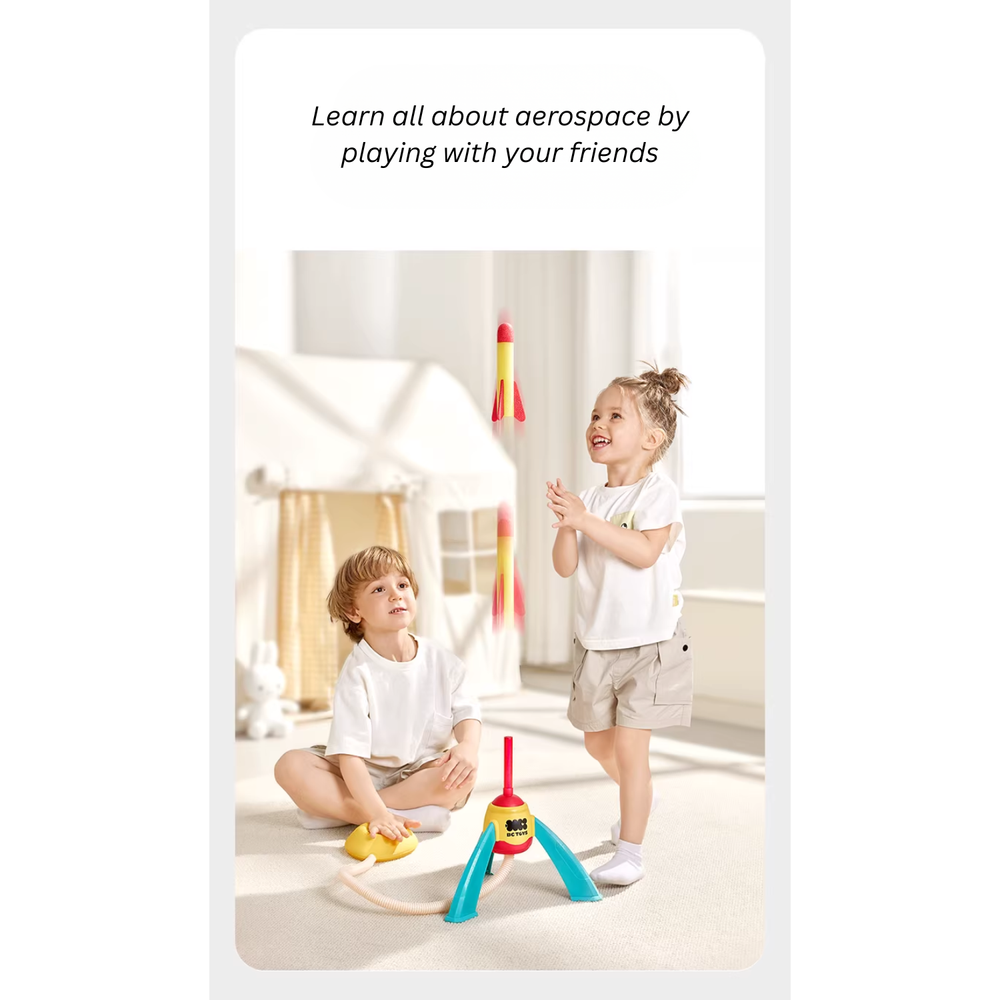 Babycare Foot-Operated Mini Rocket Launcher Toy Set - Multicolor