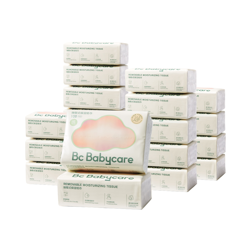 Babycare - Cotton Tissue Cloud Thickened Face Towel Soft 108's - Pack of 6