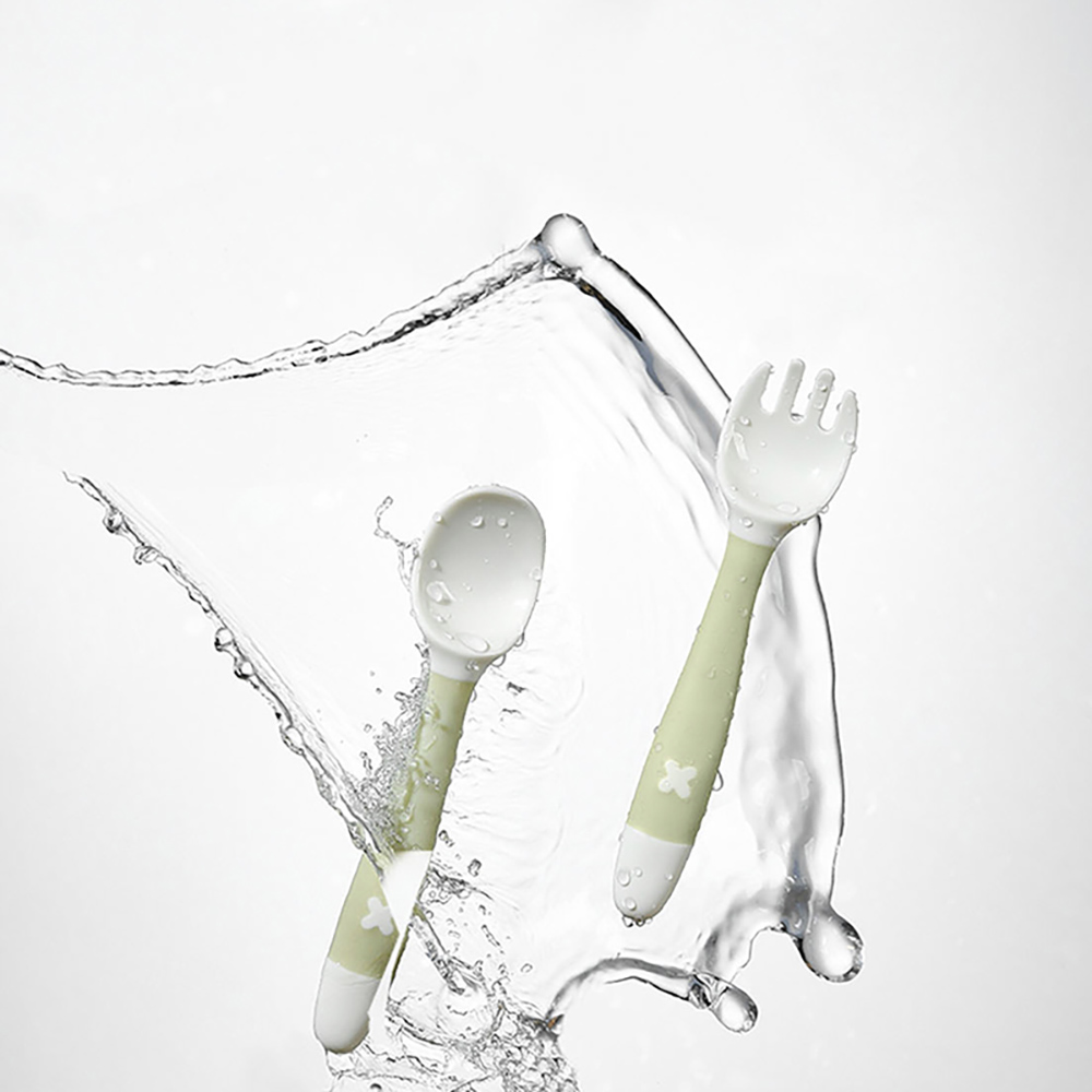 Babycare - Feeding Spoon And Fork Set - Pearl Powder Pink - 2 Pcs