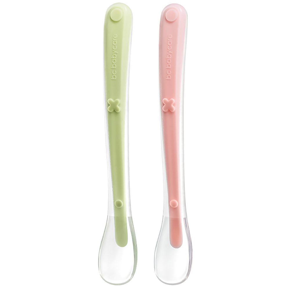 Babycare Baby Silicone Spoons - Lavender Green/Pink - 2 Pcs