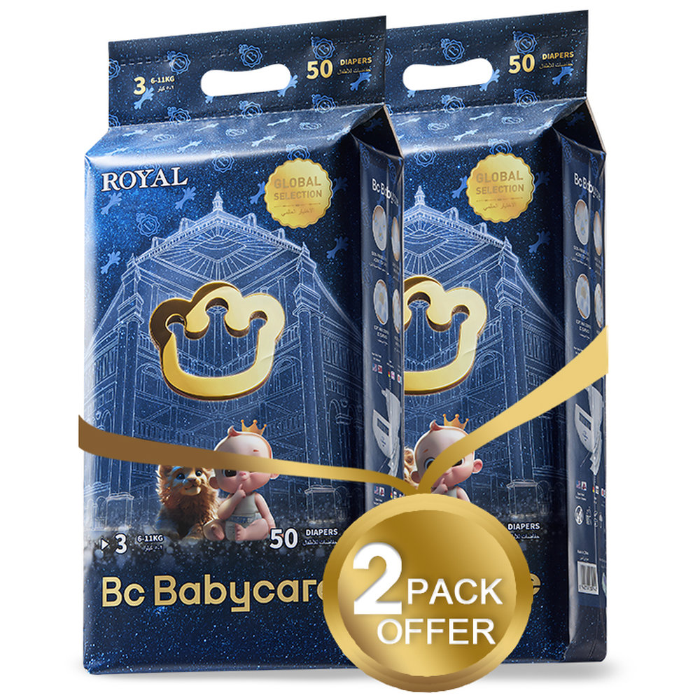 Babycare - Royal Baby Diapers - Size 3 - 6-11 Kg - Pack of 2 - 100 Pcs