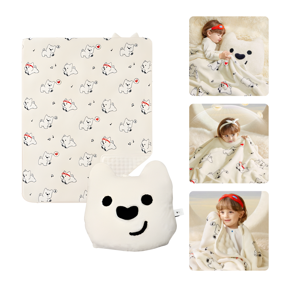 Babycare Baby Throw Pillow & Blanket Set - White