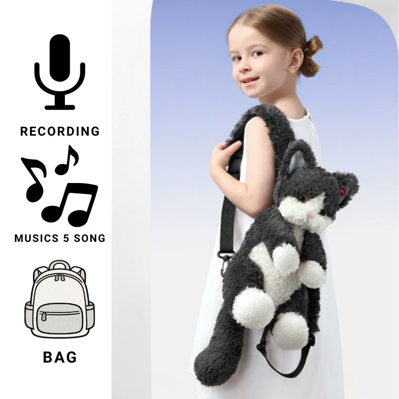 Babycare - Electric Motorized Cat Plush Purse Toy - Black