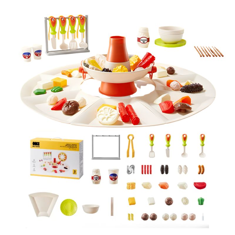Babycare - Hot Pot Pretend Play Toy & Vegetable Cutting Toy - 73 Pcs