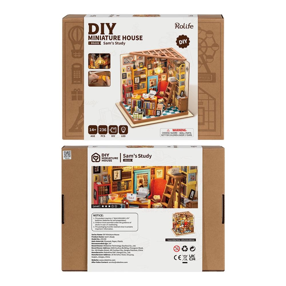 Rolife - DIY Sam's Study Miniature Dollhouse - 236 Pc Set