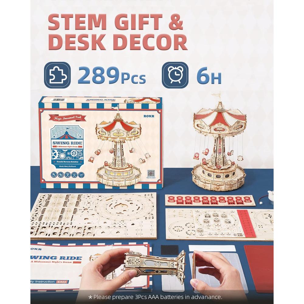 Rolife - Music Box 3D Puzzle Set - Merry Go Round - 289 Pcs