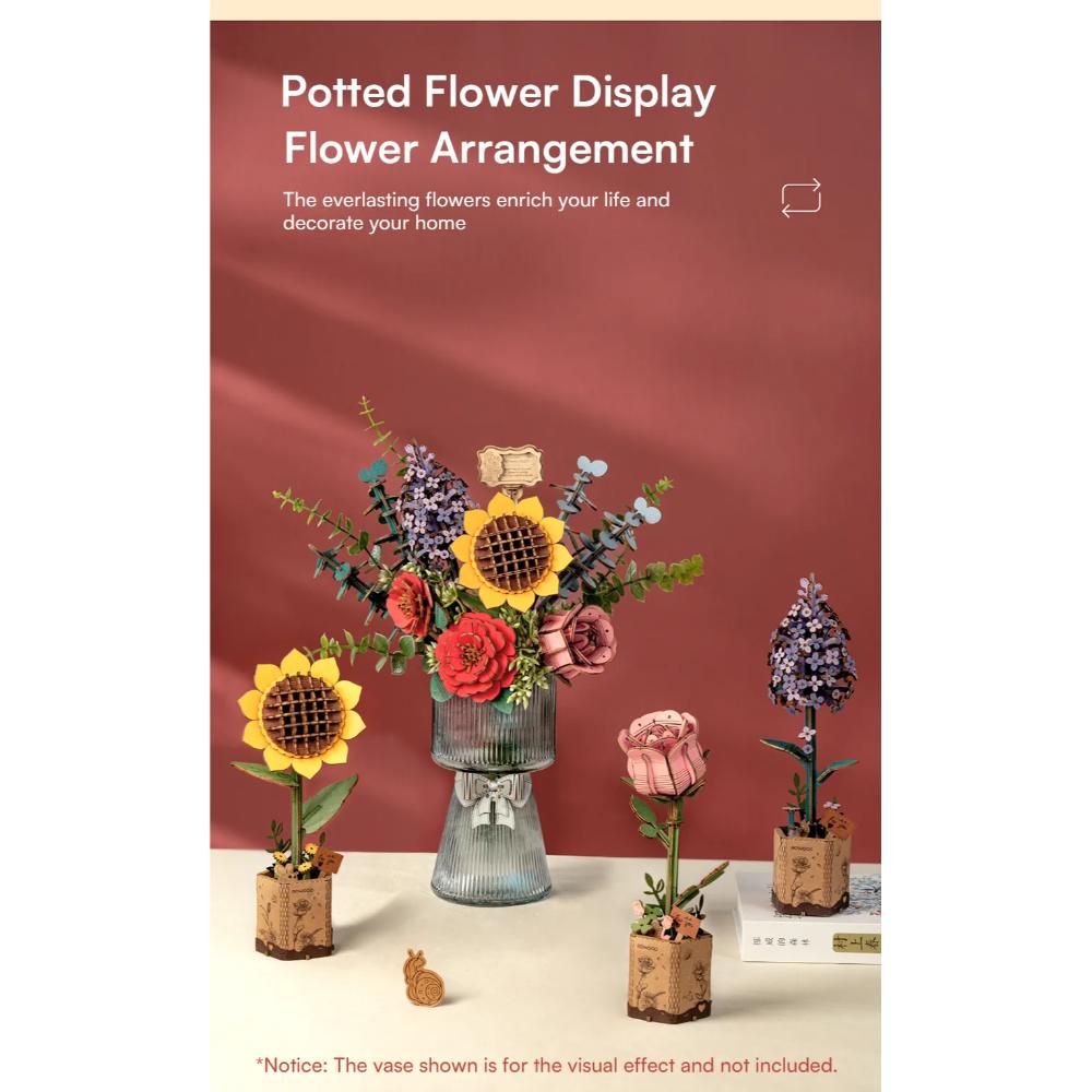 Rolife - DIY Wooden Bloom Craft Sunflower - 86 Pc Set