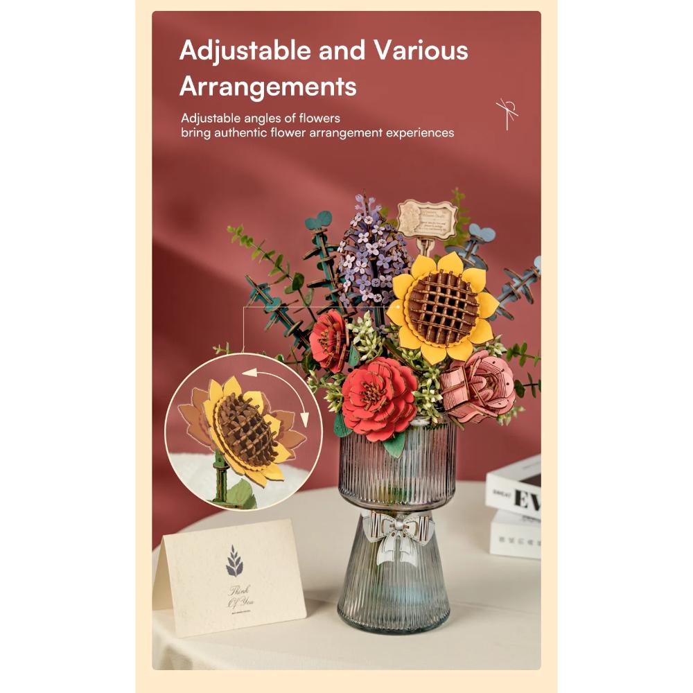 Rolife - DIY Wooden Bloom Craft Sunflower - 86 Pc Set