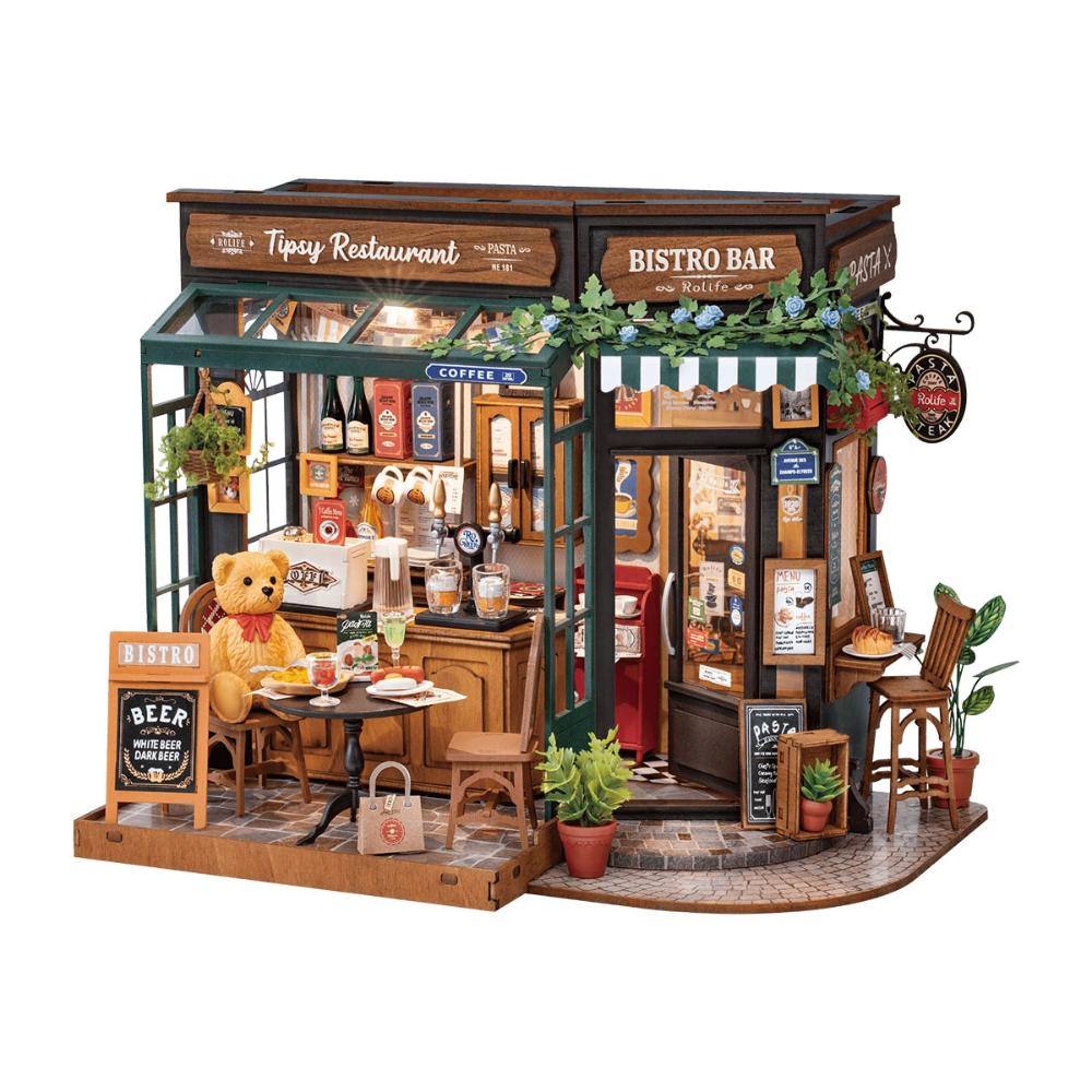 Rolife - DIY Coffee And Bar Dollhouse Tipsy Restaurant - 279 Pc Set