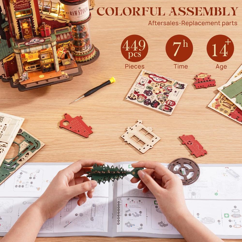 Rolife - DIY Dream Gift Factory Wooden Model Kit Luminous - 449 Pc Set