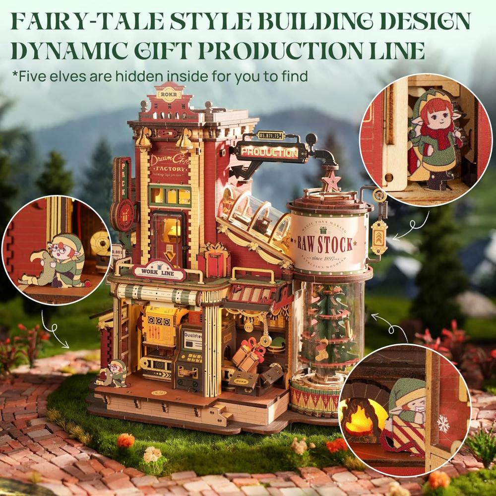 Rolife - DIY Dream Gift Factory Wooden Model Kit Luminous - 449 Pc Set