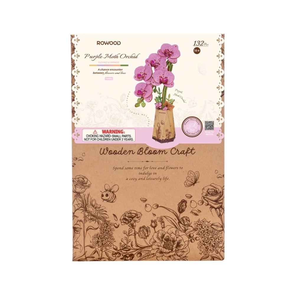 Rolife - DIY Wooden Bloom Craft Purple Moth Orchid - 132 Pc Set