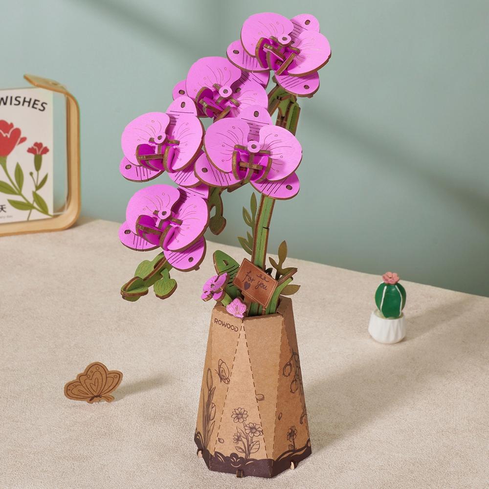 Rolife - DIY Wooden Bloom Craft Purple Moth Orchid - 132 Pc Set