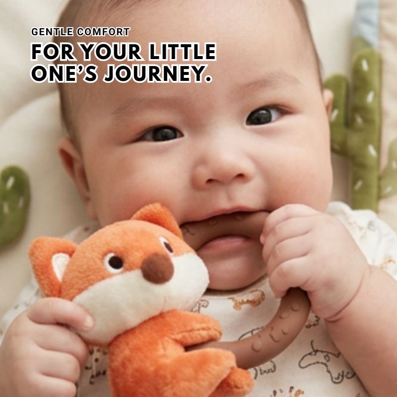 Babycare - Lion Cloth Book With Fox & Bee Rattle Set - Multicolor - 3 Pcs