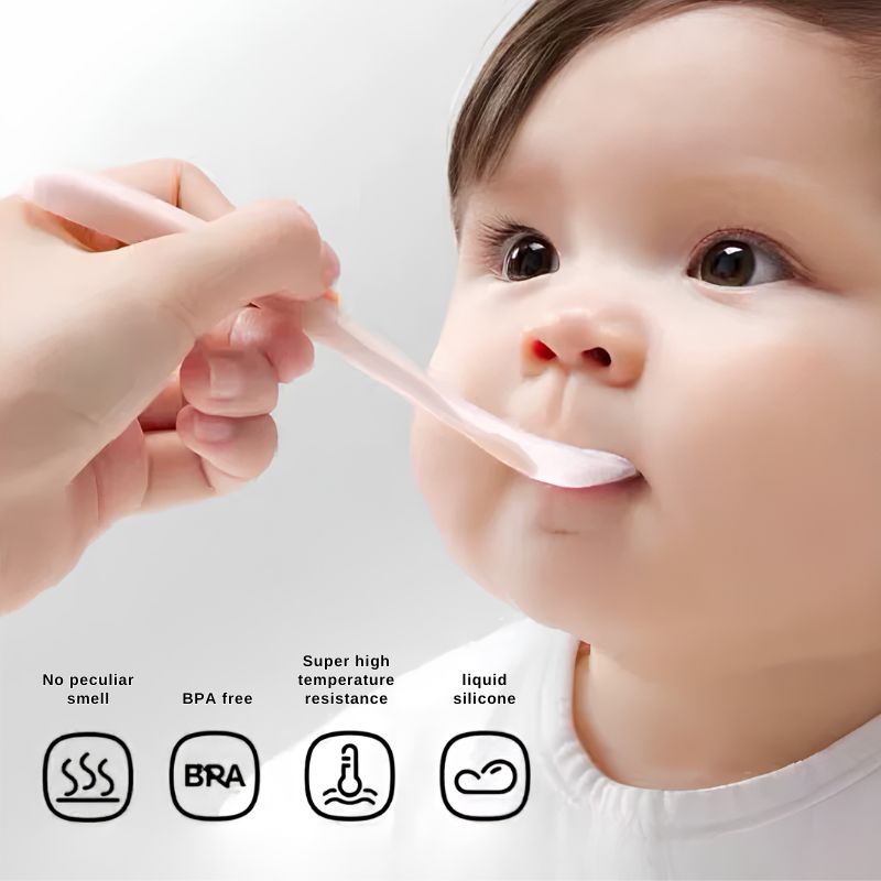 Babycare - Baby Silicone Spoons - Color May Vary - 2 Pc Set