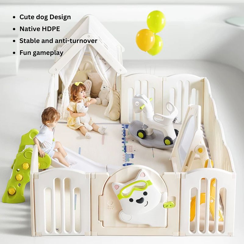 Babycare - West Highland Baby Playpen Safety Gate - White/Grey