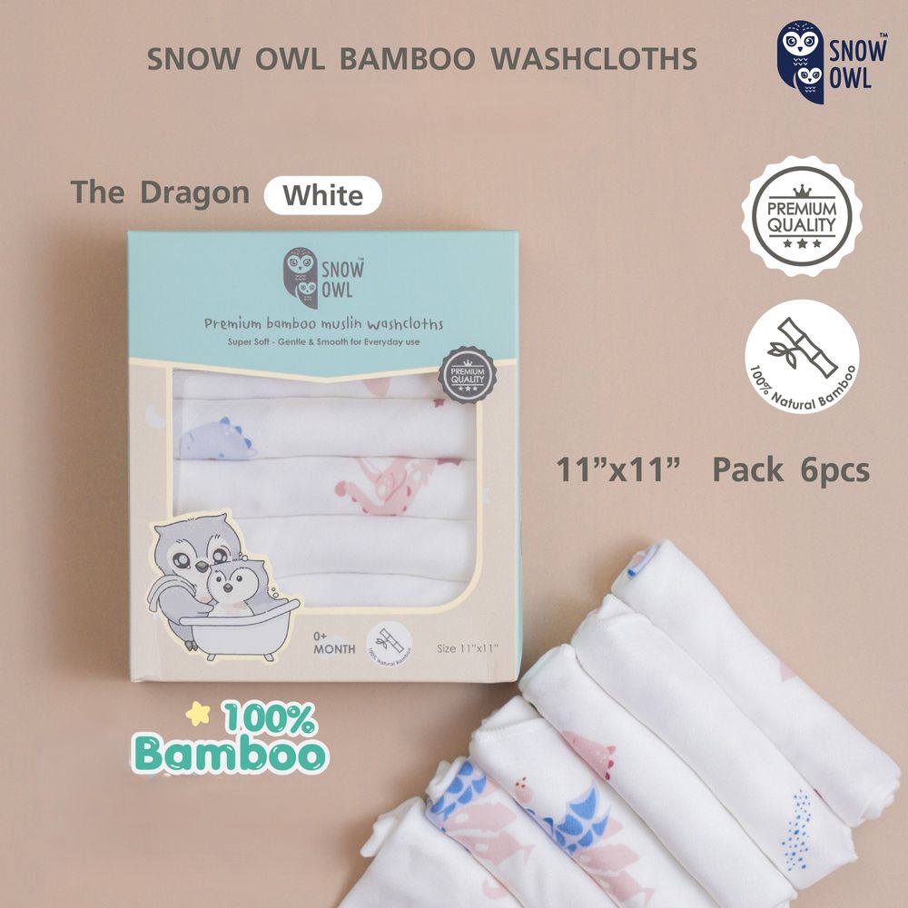 Snow Owl - Bamboo Muslin - Pack of 6 - The Dragon