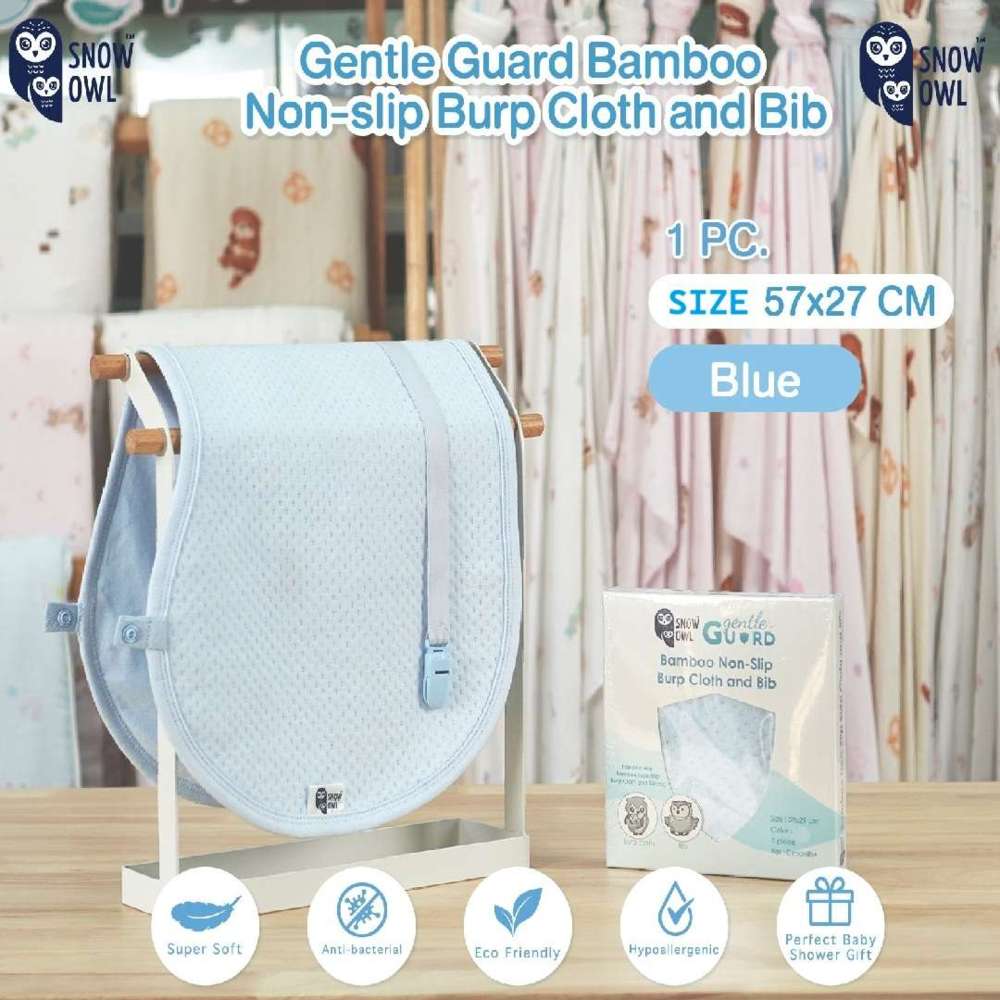 Snow Owl 2-In-1 Gentle Guard Bamboo Burp Cloth And Bib