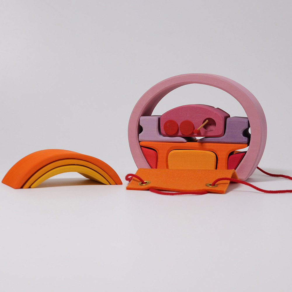 Grimm's - Mobile Home Building Blocks - 12pcs - Pink/Orange
