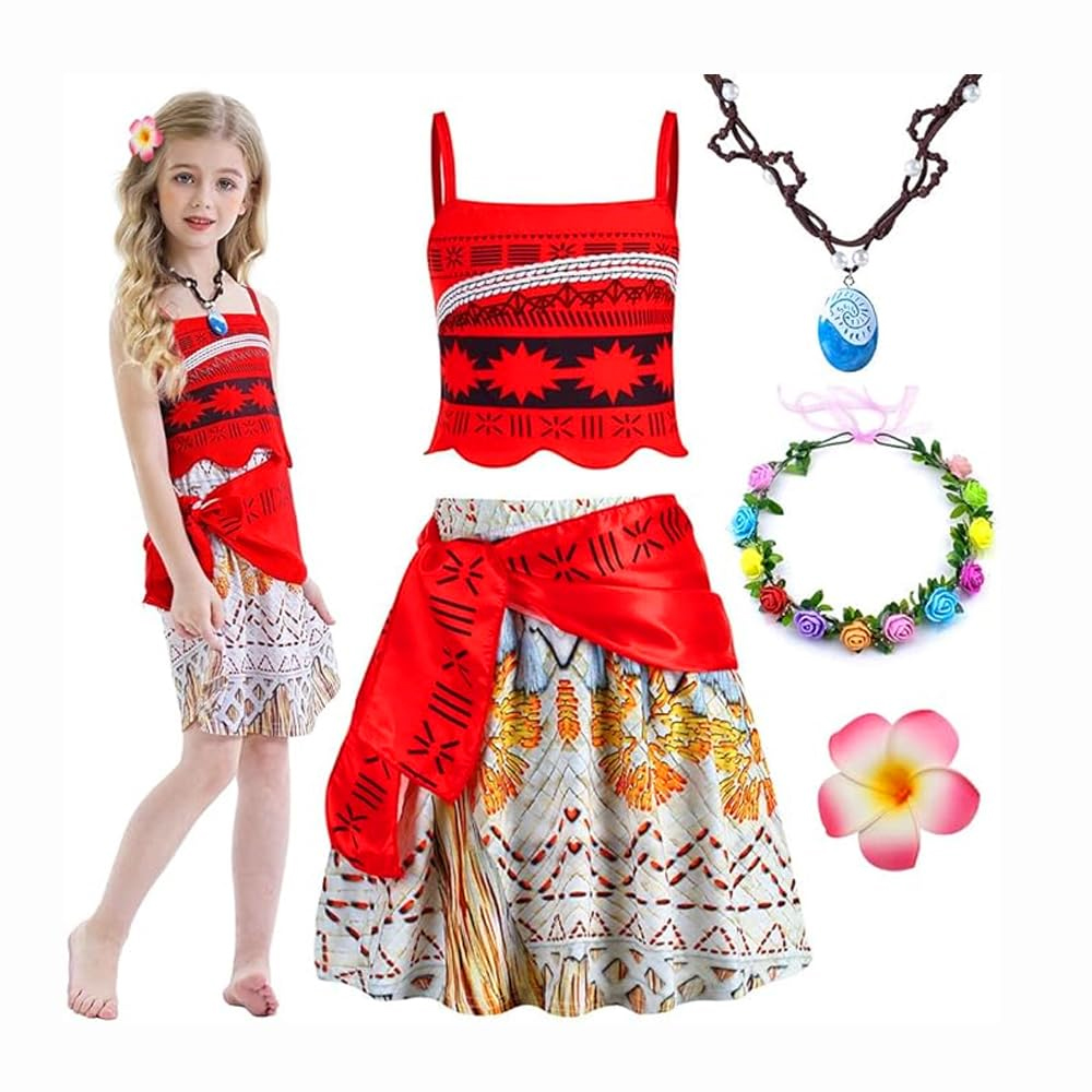 BrainGiggles - Moana Costume For Girls - 6pcs