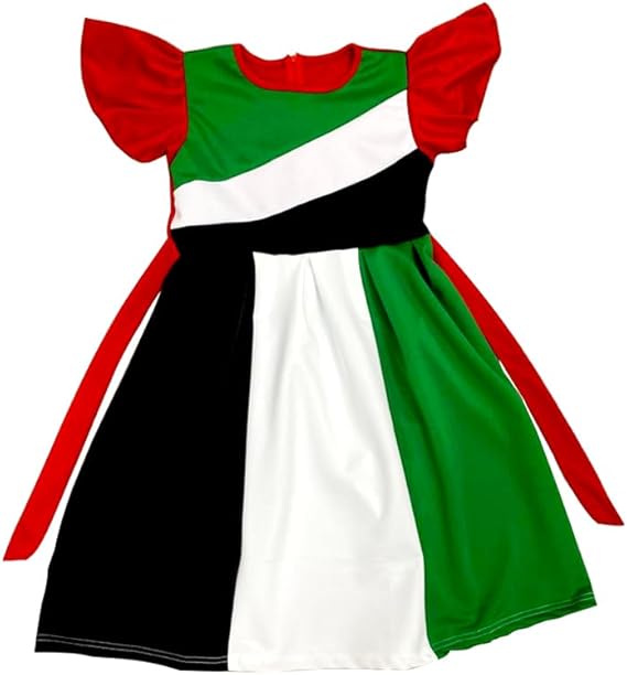 BrainGiggles Girl's UAE National Day UAE Flag Pattern Dress
